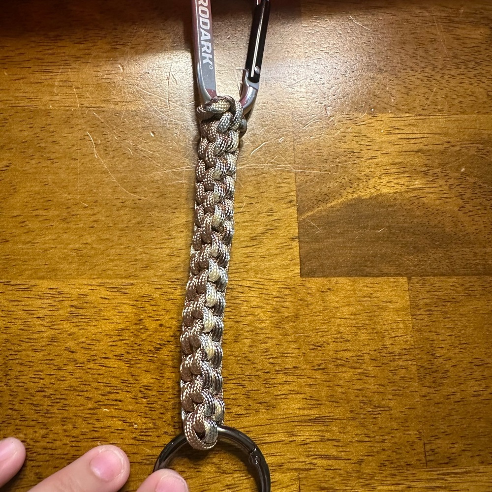Tan and White Handmade Keychain